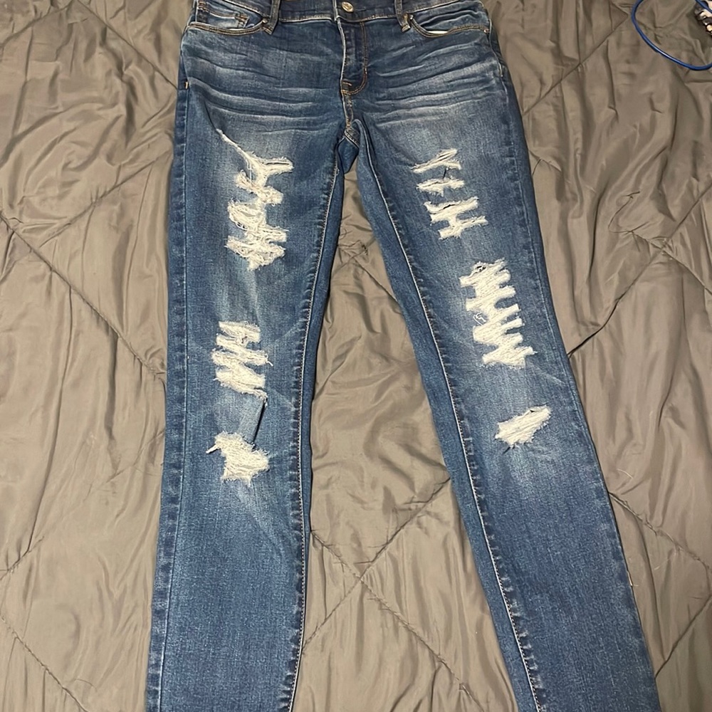pacsun brand blue jeggings with rips size 24